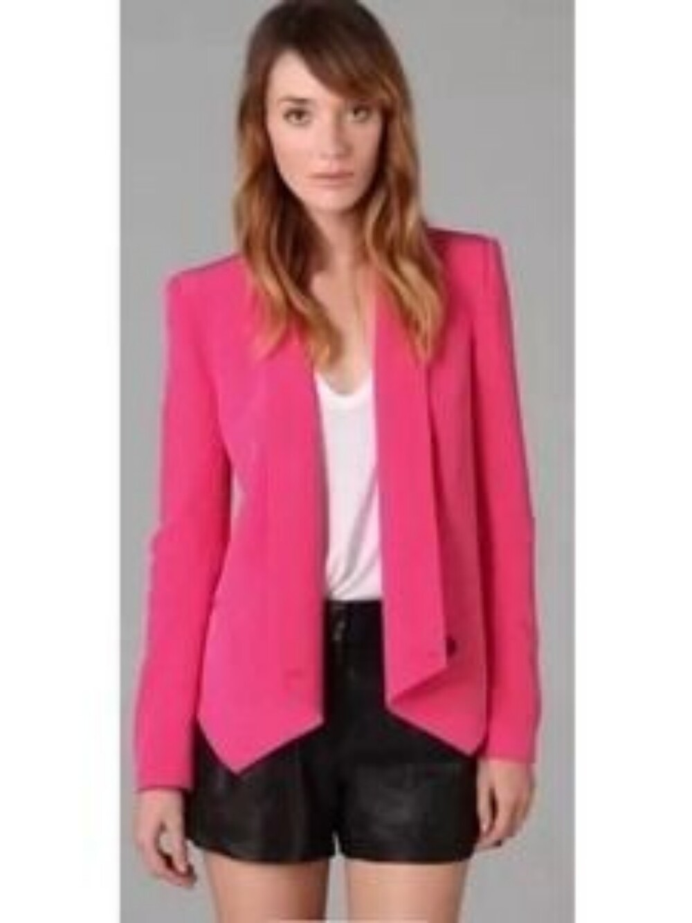 Rebecca Minkoff Becky solid silk jacket magenta 6